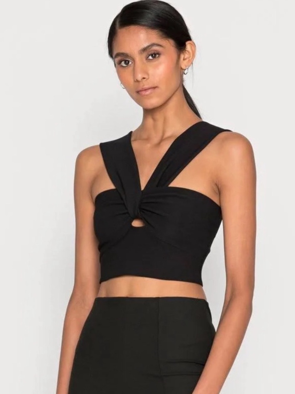 Abercrombie Black Twist Front Cutout Crop Top, S